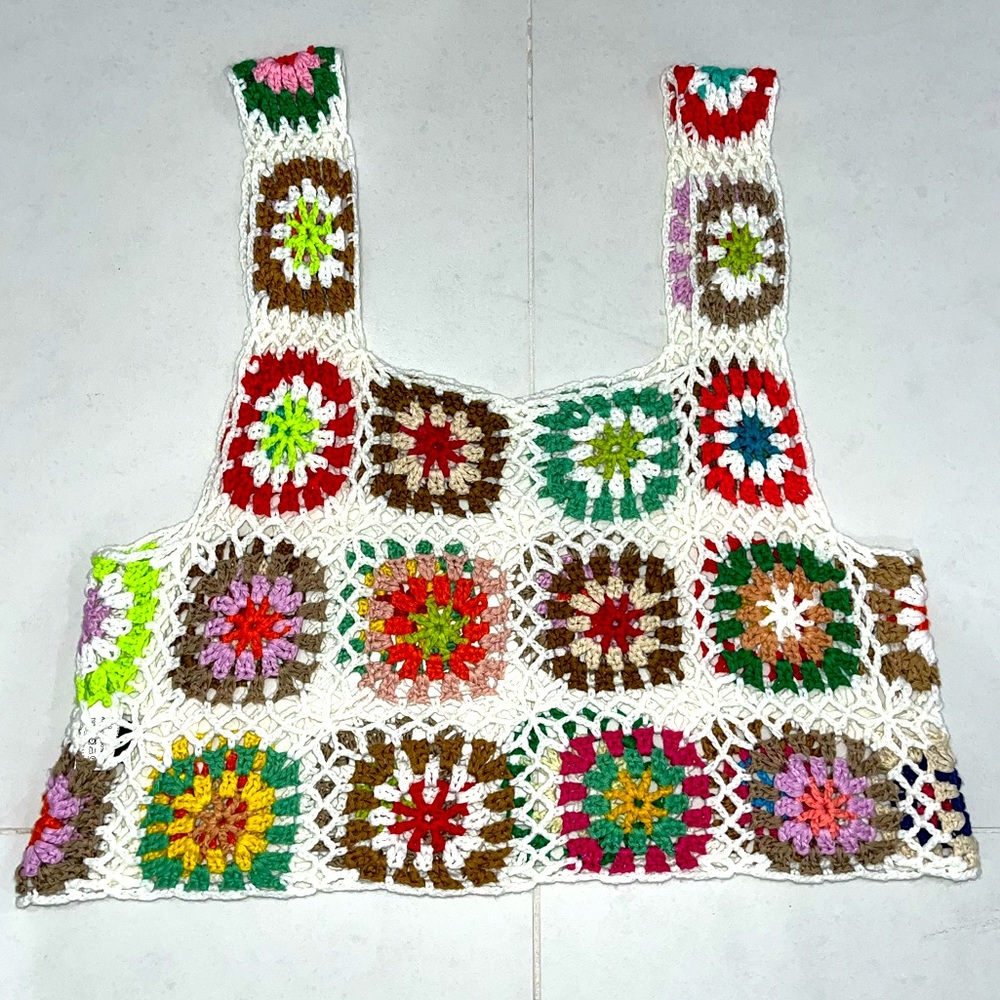 Shein: Colorful Crochet Top, Size L, In perfect condition